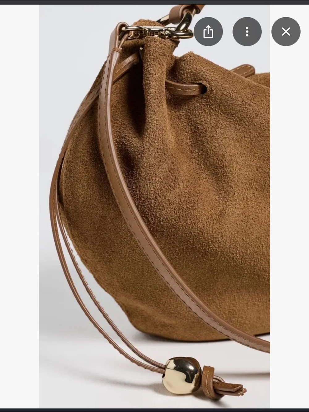 Madewell Camren Gathered Shoulder Bag- Suede Hobo Shoulder Bag in Cognac Brown - Picture 4 of 7
